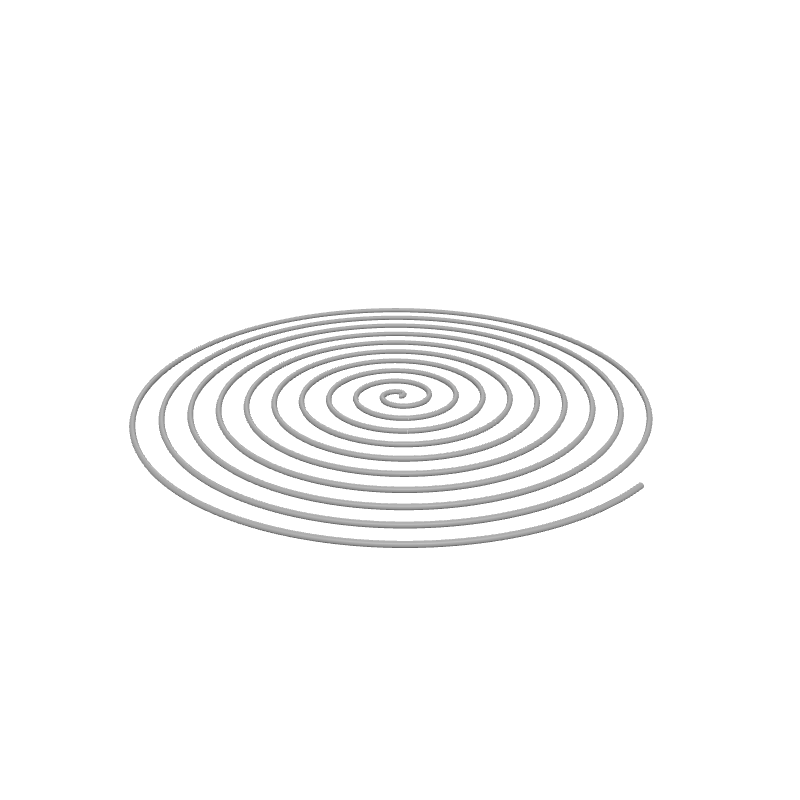 A flat spiral growing outward from the centre